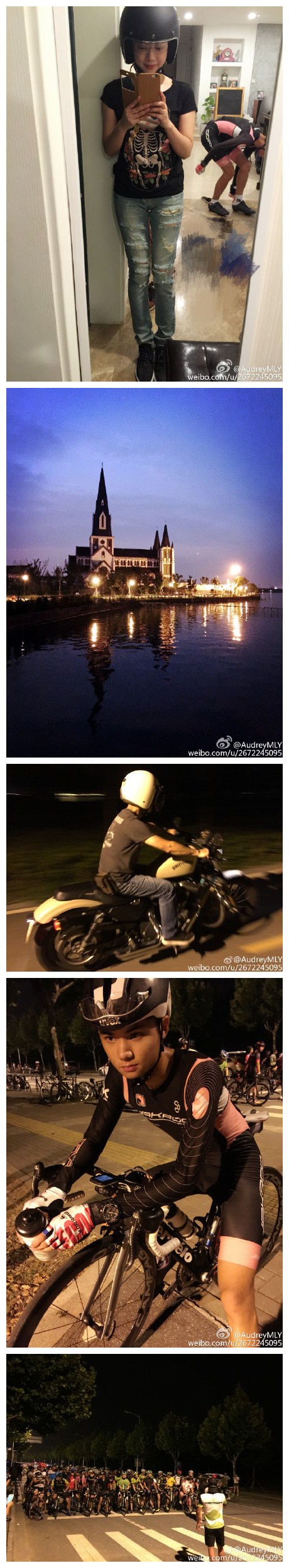 今天坐哈雷来阳澄湖边兜风，看儿子比赛[耶]