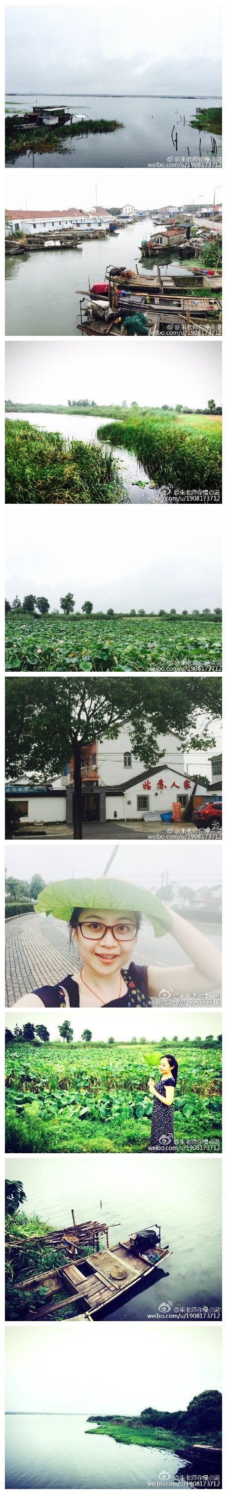 途经美景，8月的阳澄湖畔荷花盛开，下车戏耍，小雨丝丝，化身采荷姑娘挡挡雨…姑苏美，美不胜收[馋嘴]