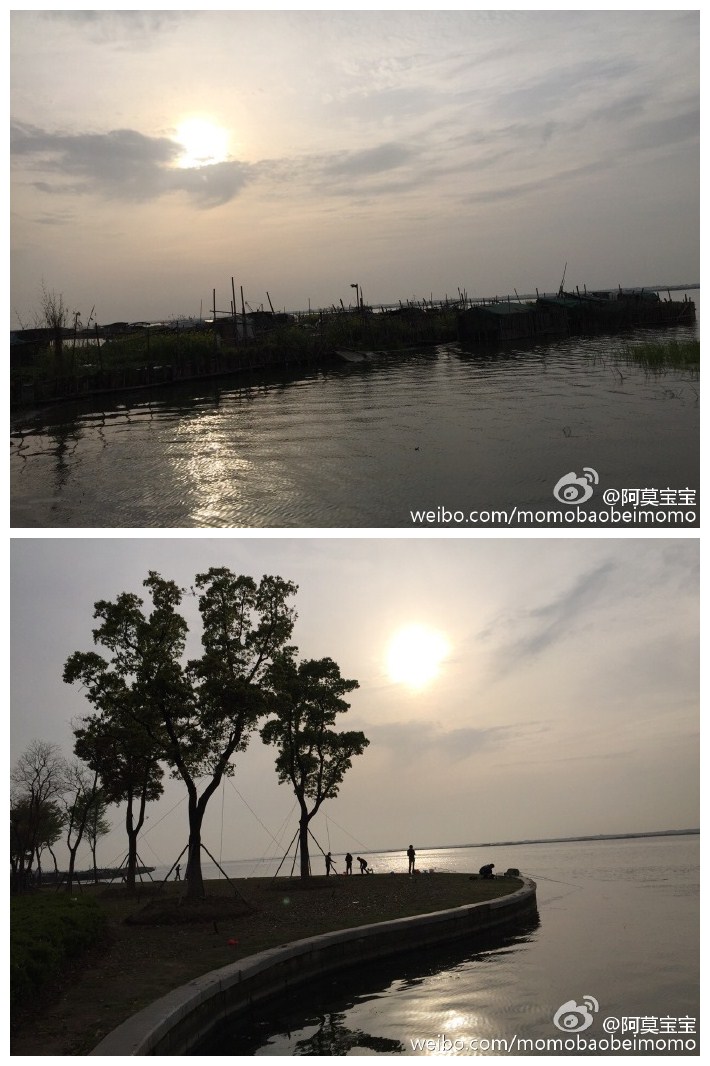 阳澄湖边，夕阳西下，渔船点点，随意垂钓，收获寥寥又如何？挥杆一钓随波起，只求自在任逍遥！
