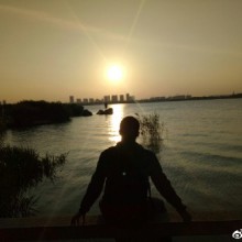 夜骑阳澄湖，，，看到日落很美