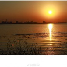 阳澄湖落日。