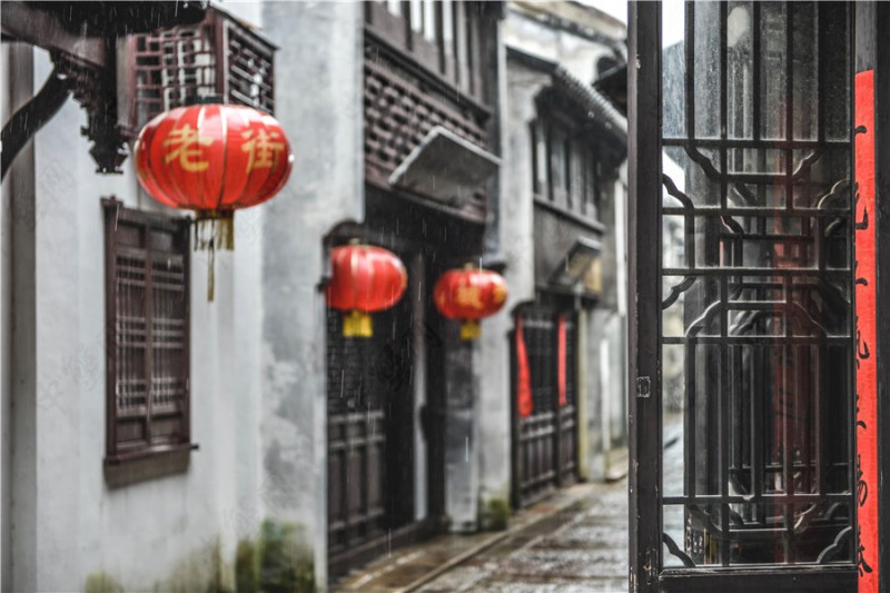 雨季阳澄湖巴城老街