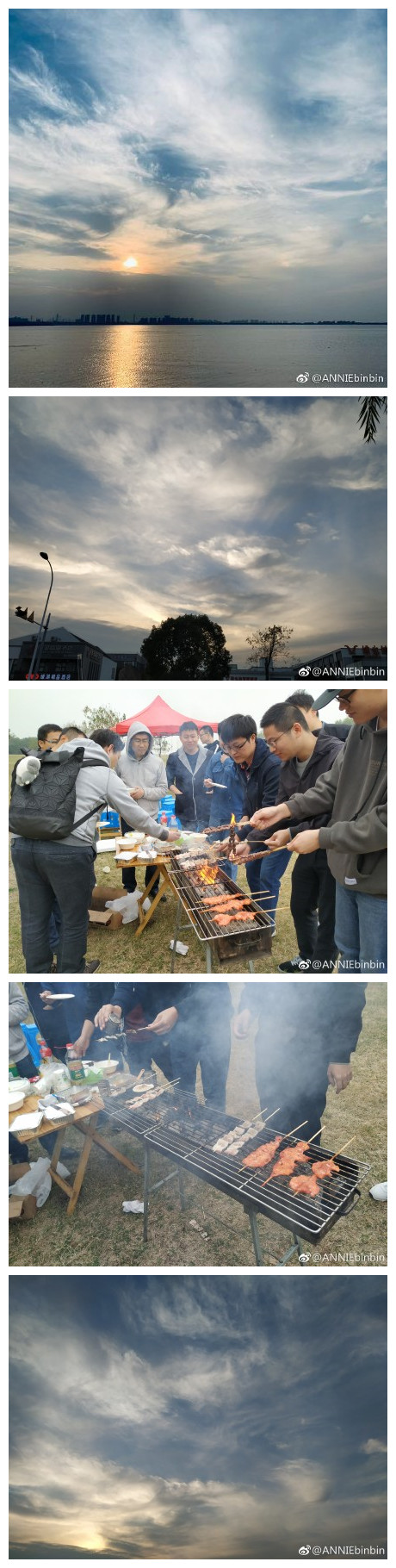 傍晚的阳澄湖景色很美，偶然间发现了公司可以开发的副业——烧烤摊[嘻嘻]